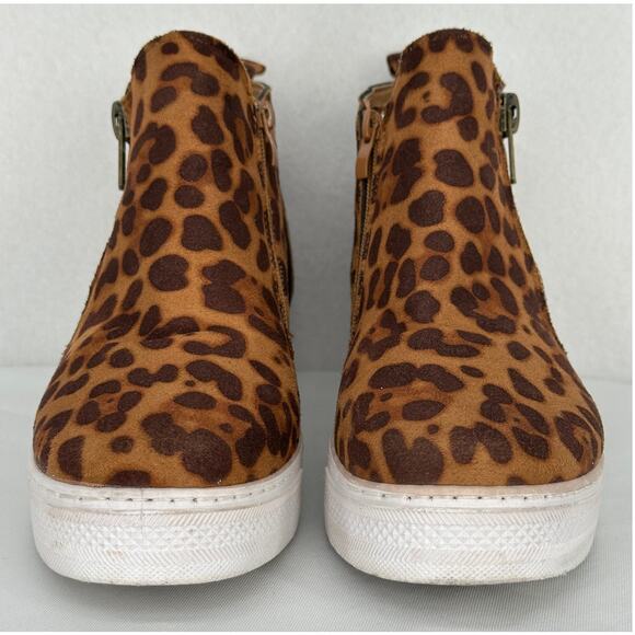 Bamboo Rise Leopard Print Sneaker Wedge Women's Fashion Suede Ankle Boots  8.5 - Picture 3 of 7